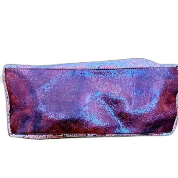 Y2K Pritzi Snakeskin Brown and Orange Lightweight Chic Work Handbag Tote Purse - Picture 4 of 6